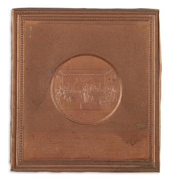(DECLARATION OF INDEPENDENCE.) Pair of decorative copper-plated relief printings.
